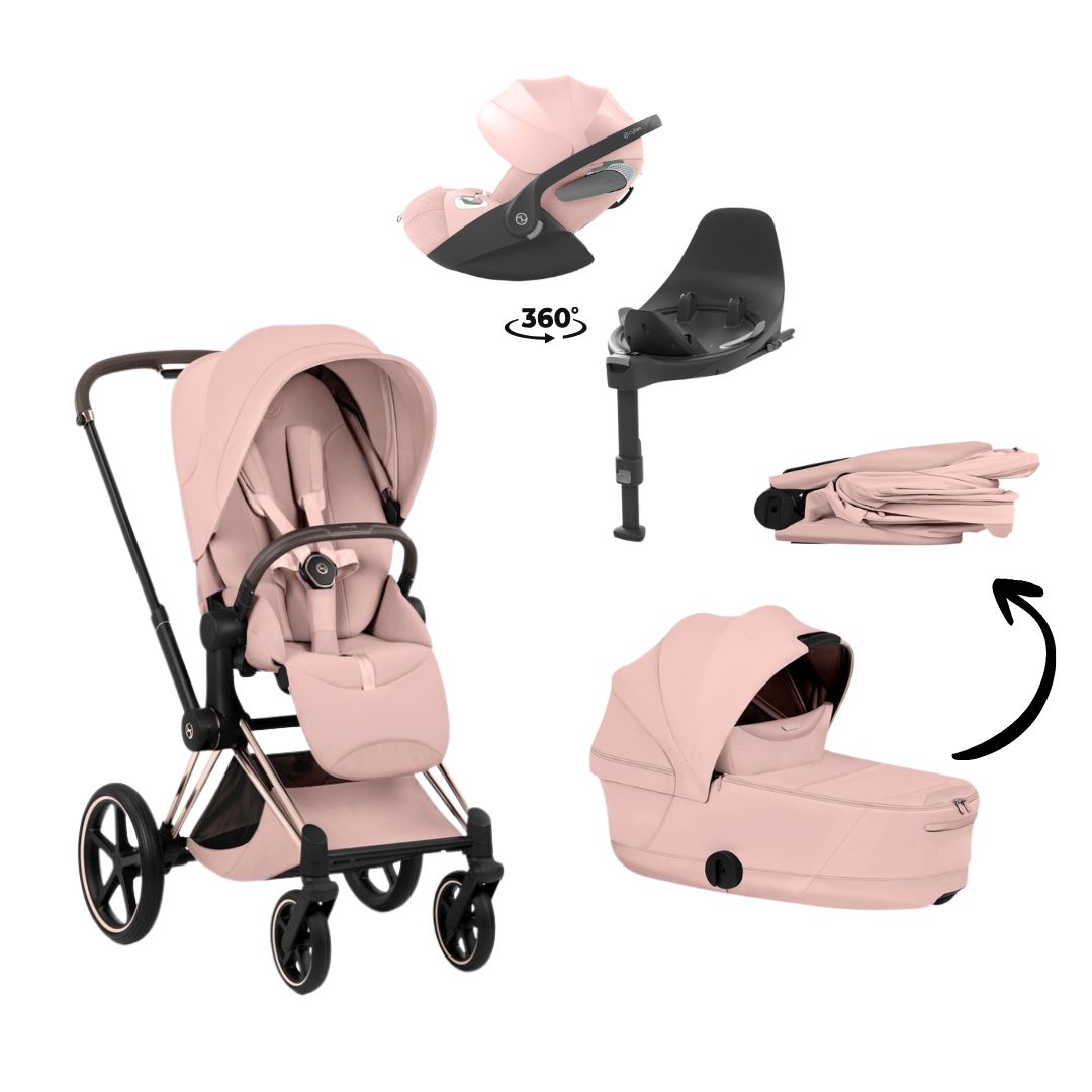 CYBEX Priam Style Rosegold Bundle - Set 4in1 inkl. Cloud T & Base T Off White