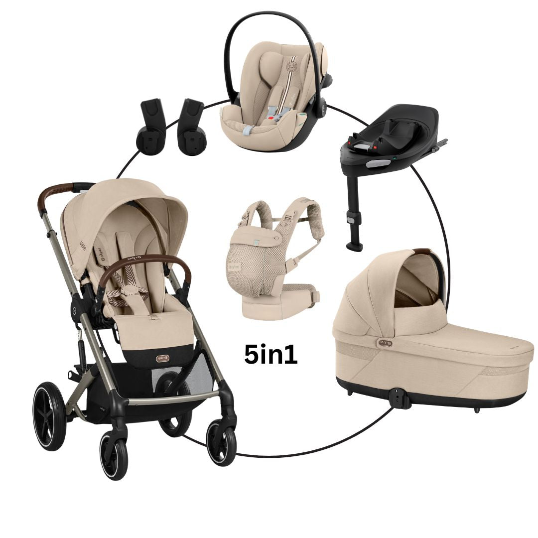 CYBEX Balios Lux 5in1 Bundle inkl. Amya Babytrage magic black