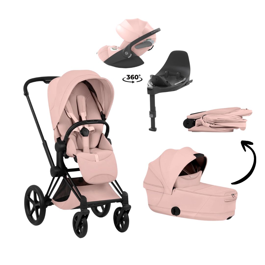 CYBEX Priam Style Matt Bundle - Set 4in1 inkl. Cloud T & Base T Peach Pink