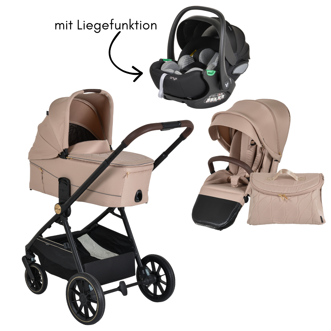 Kinderwagen 3in1 Celebrity Crepe Beige inkl. flachliegendem Autositz