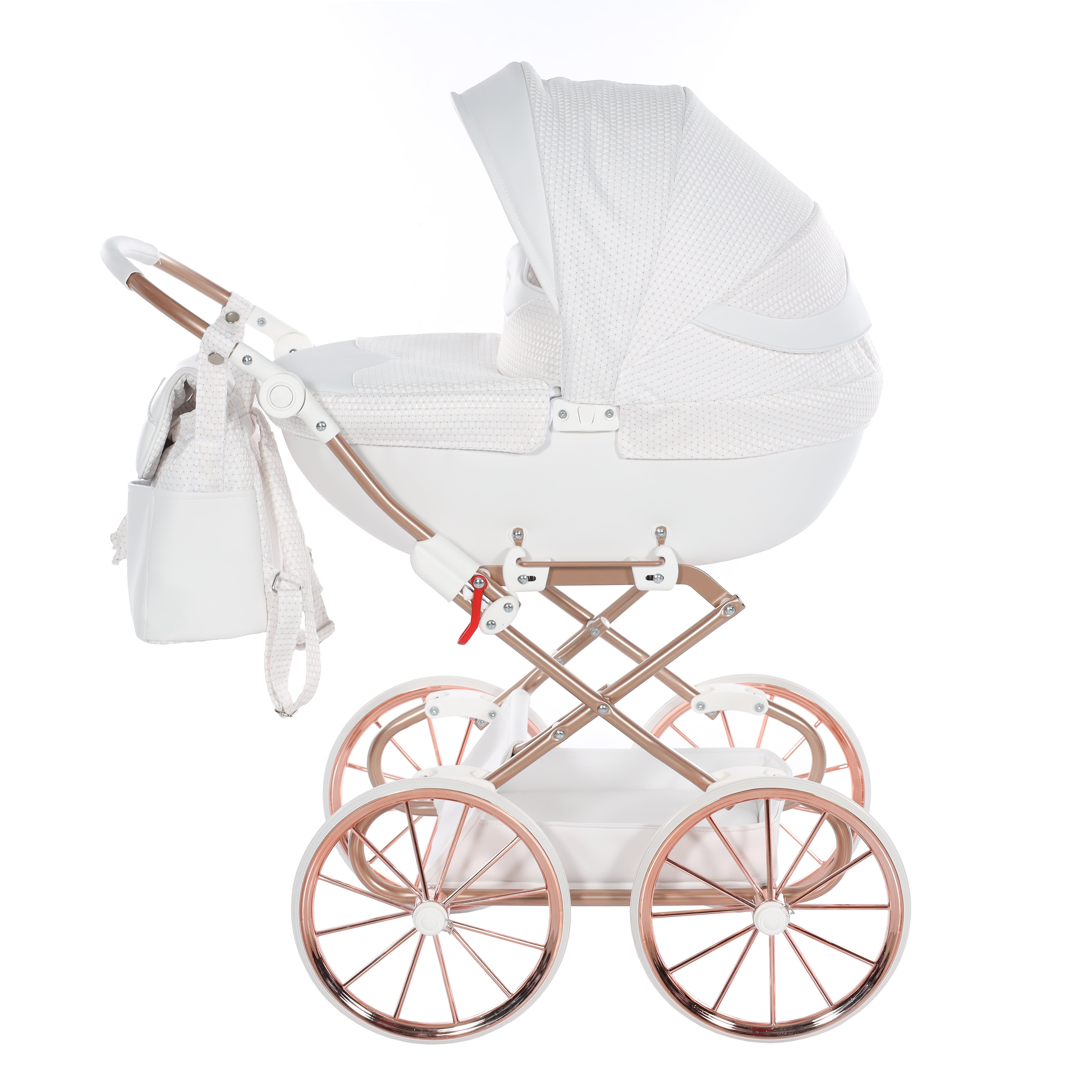 Junama Doll Pram - White Silver