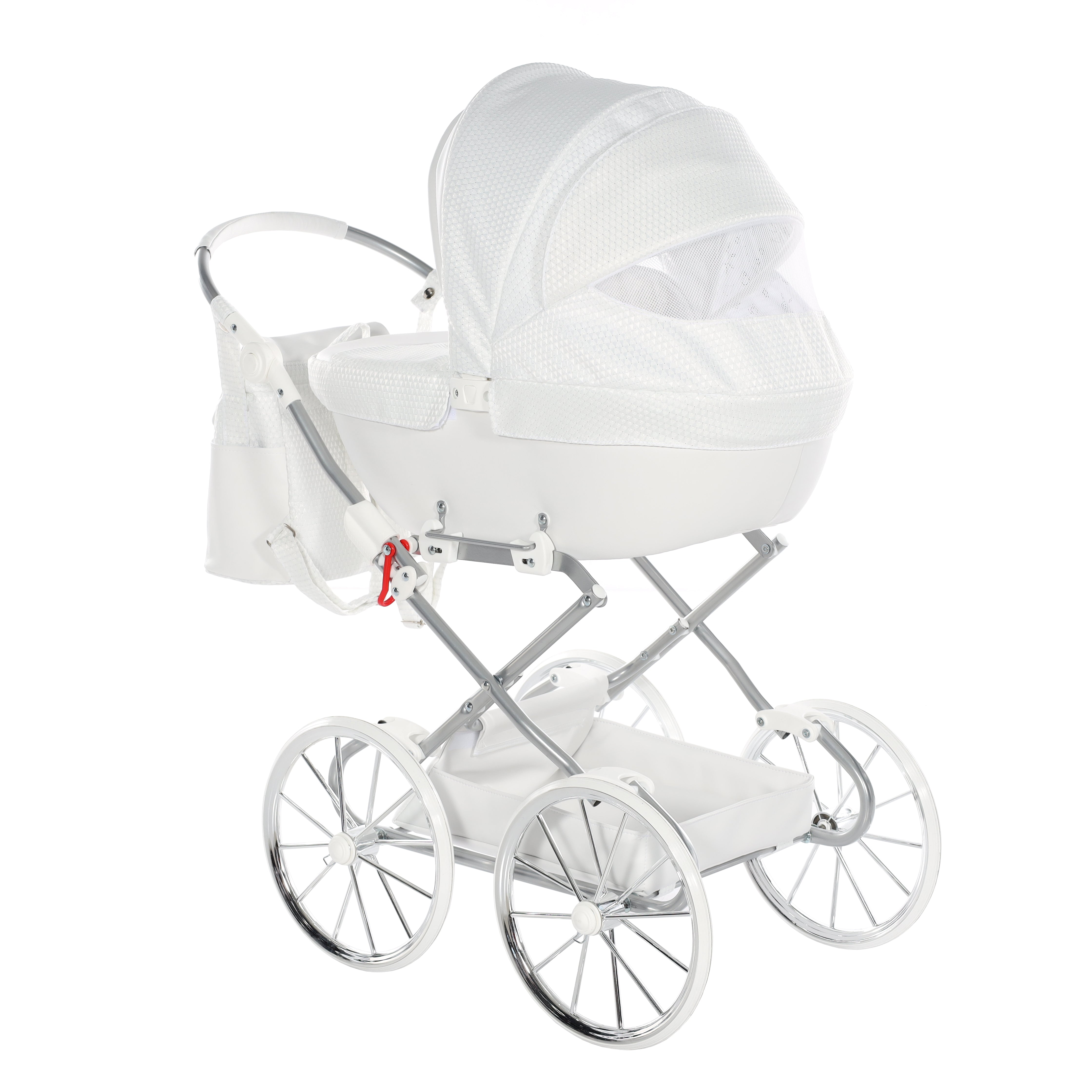 Junama Doll Pram - White Silver