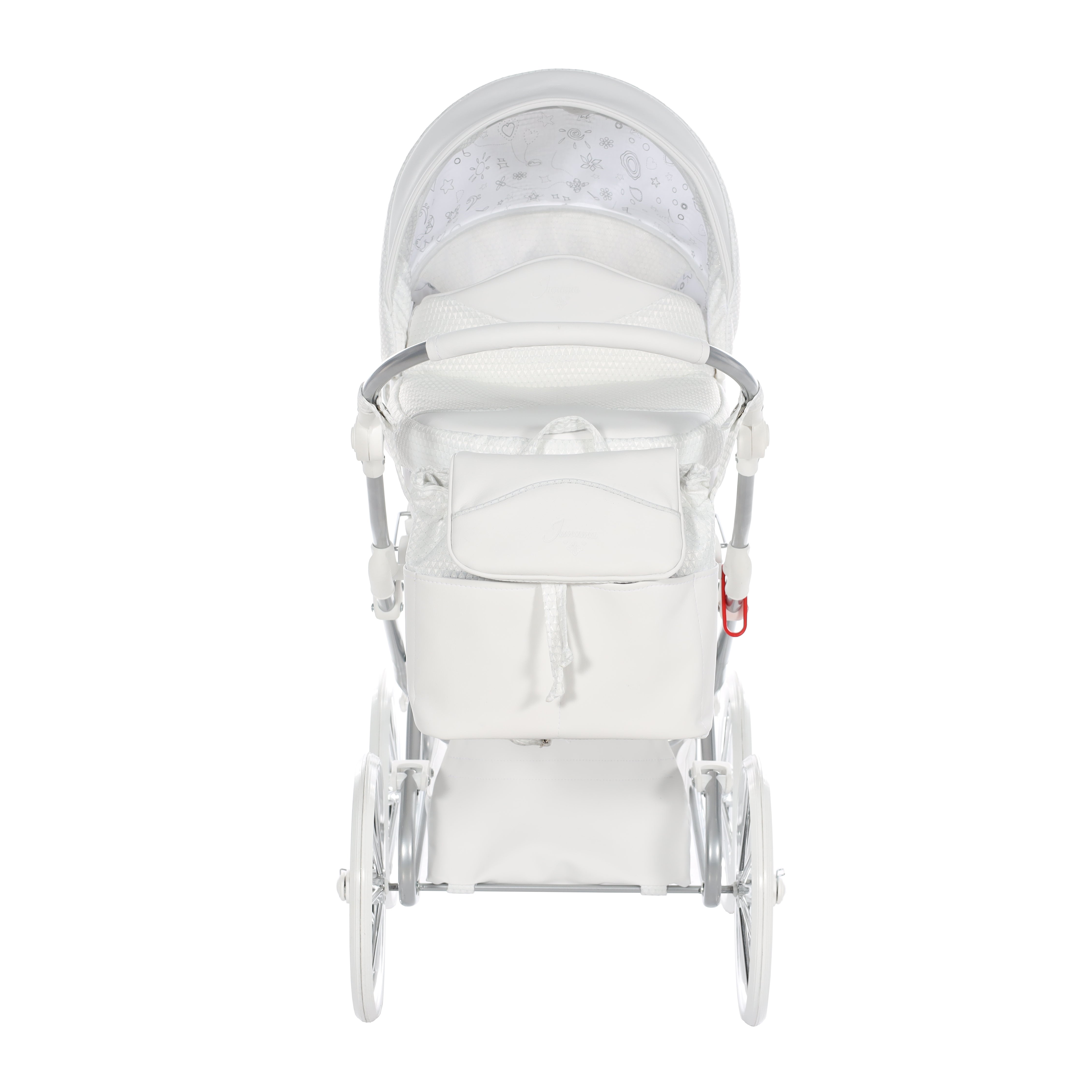 Junama Doll Pram - White Silver