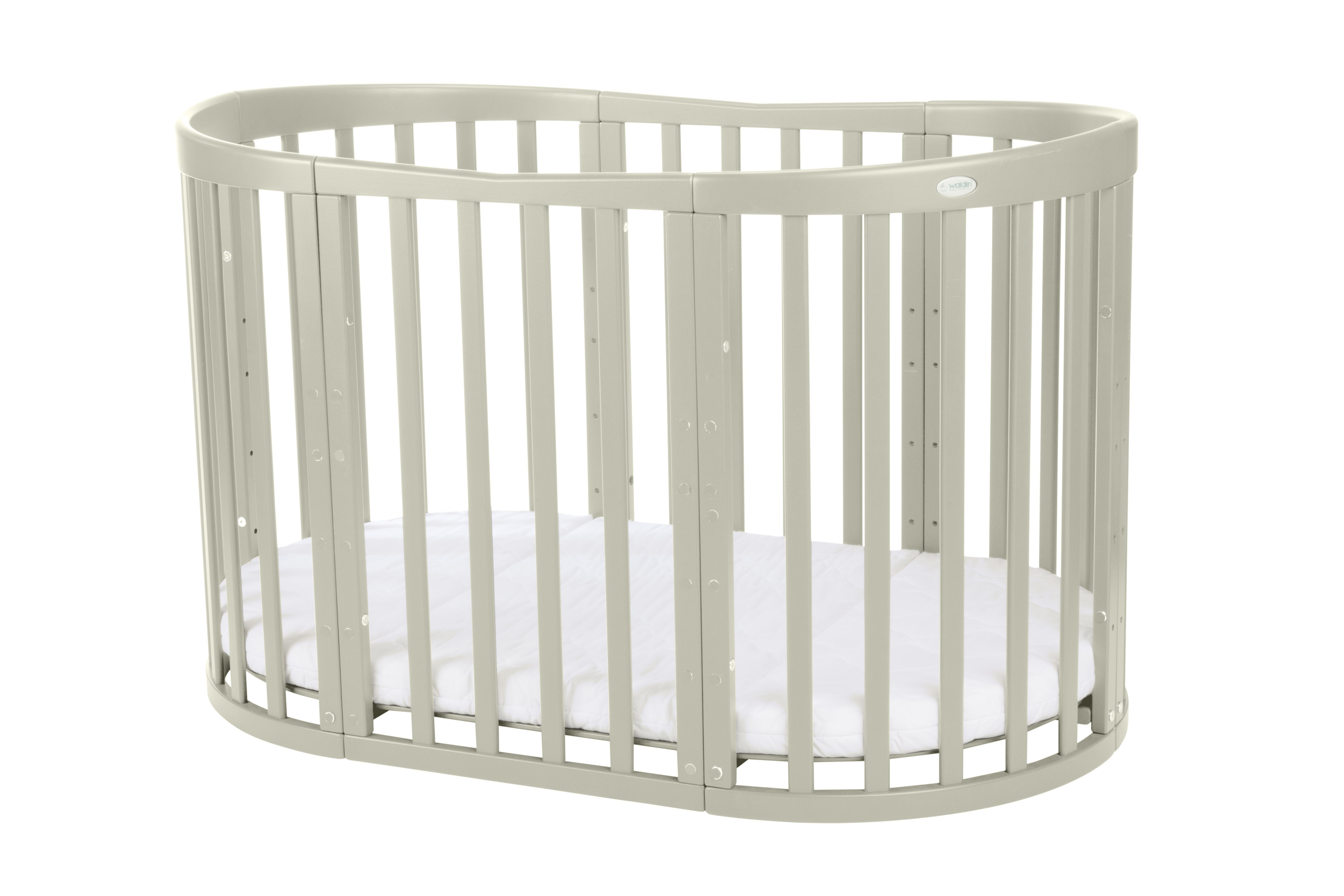 Babybett Kinderbett Oval Olive 7in1: Komplettset inkl. Matratzen, Bettwäsche, Bettschlange & Betthimmel