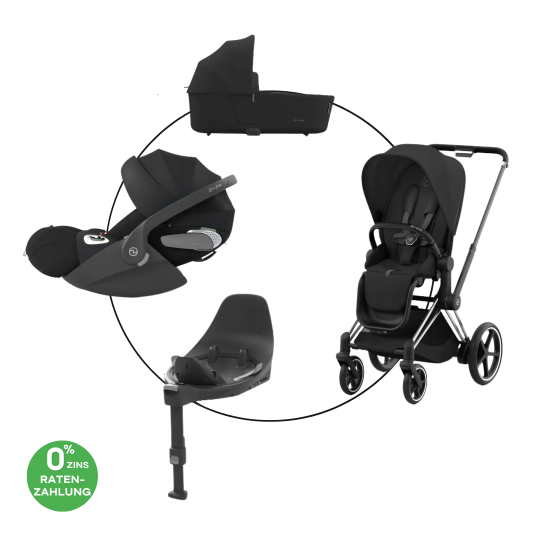 Cybex Chrome ePriam Travel Bundle-Set 4in1 inkl Cloud T Plus Chrome / Black / Mirage Grey