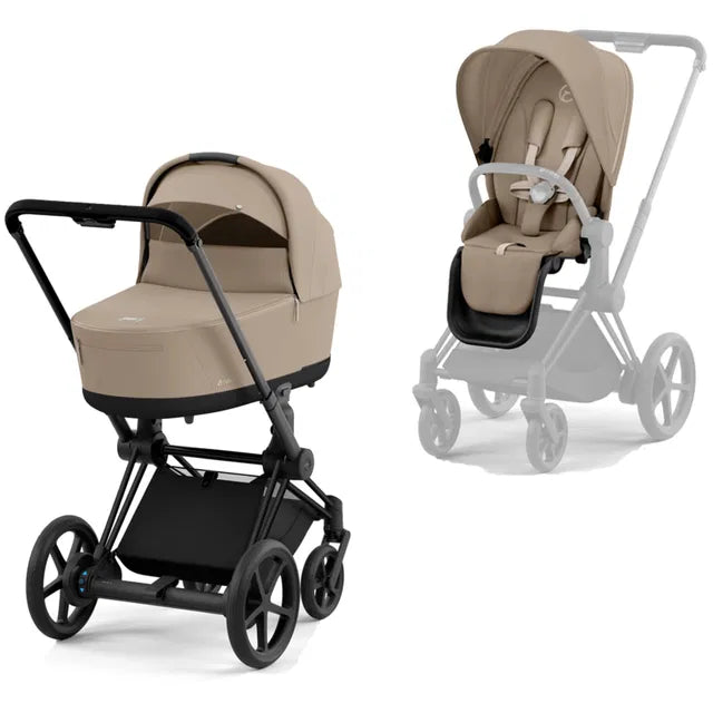 CYBEX ePriam 2.0 Matt Black Kombikinderwagen cozy beige beige