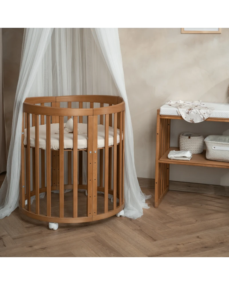 Lit bébé 7en1 Ovale Vintage – incl. Matelas