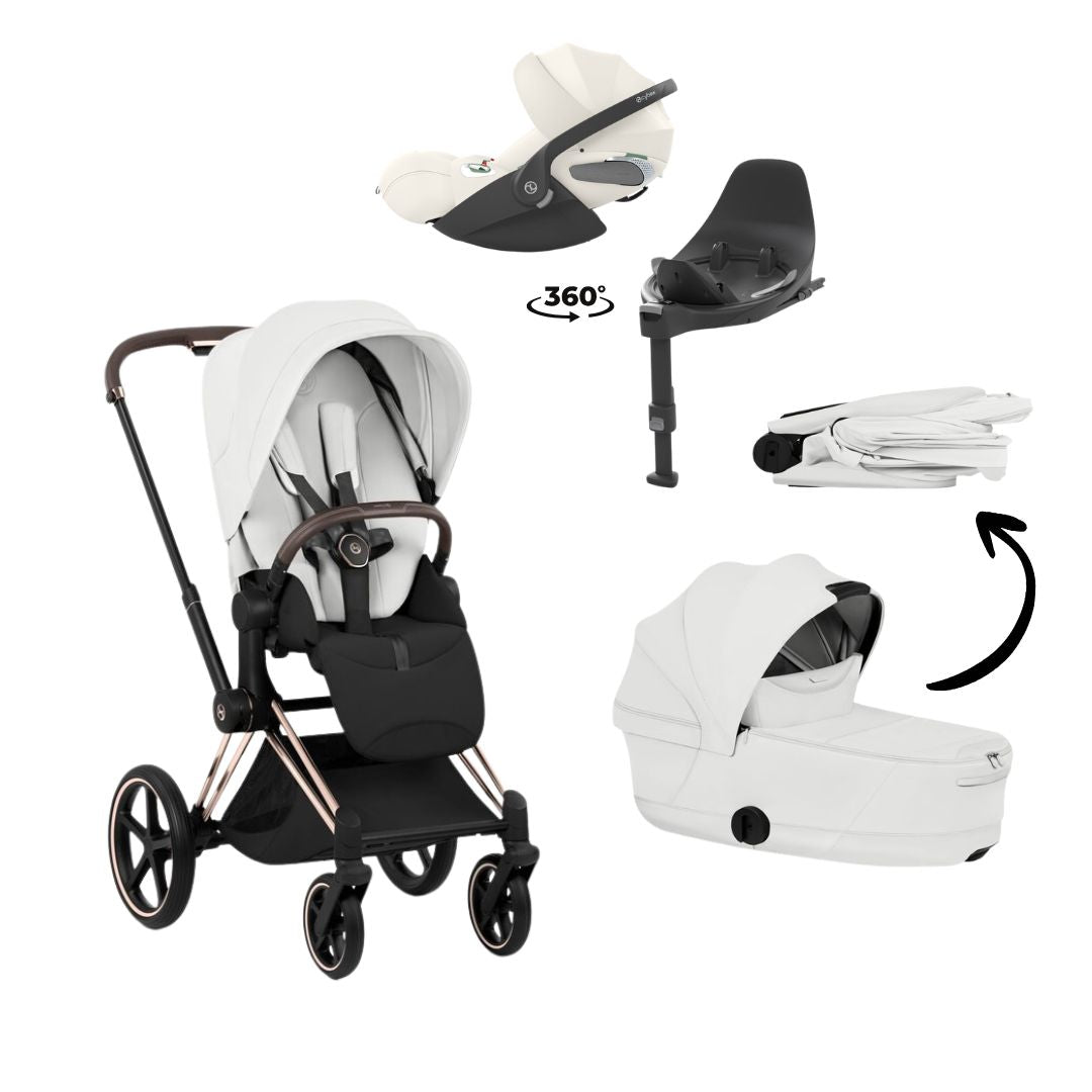 CYBEX Priam Style Rosegold Bundle - Set 4in1 inkl. Cloud T & Base T Off White