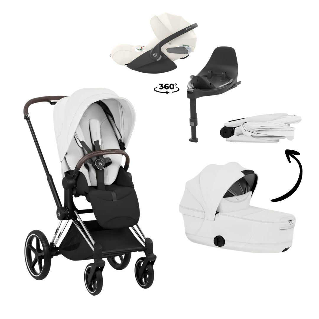 CYBEX Priam Style Chrome Bundle - Set 4in1 inkl. Cloud T & Base T City Grey