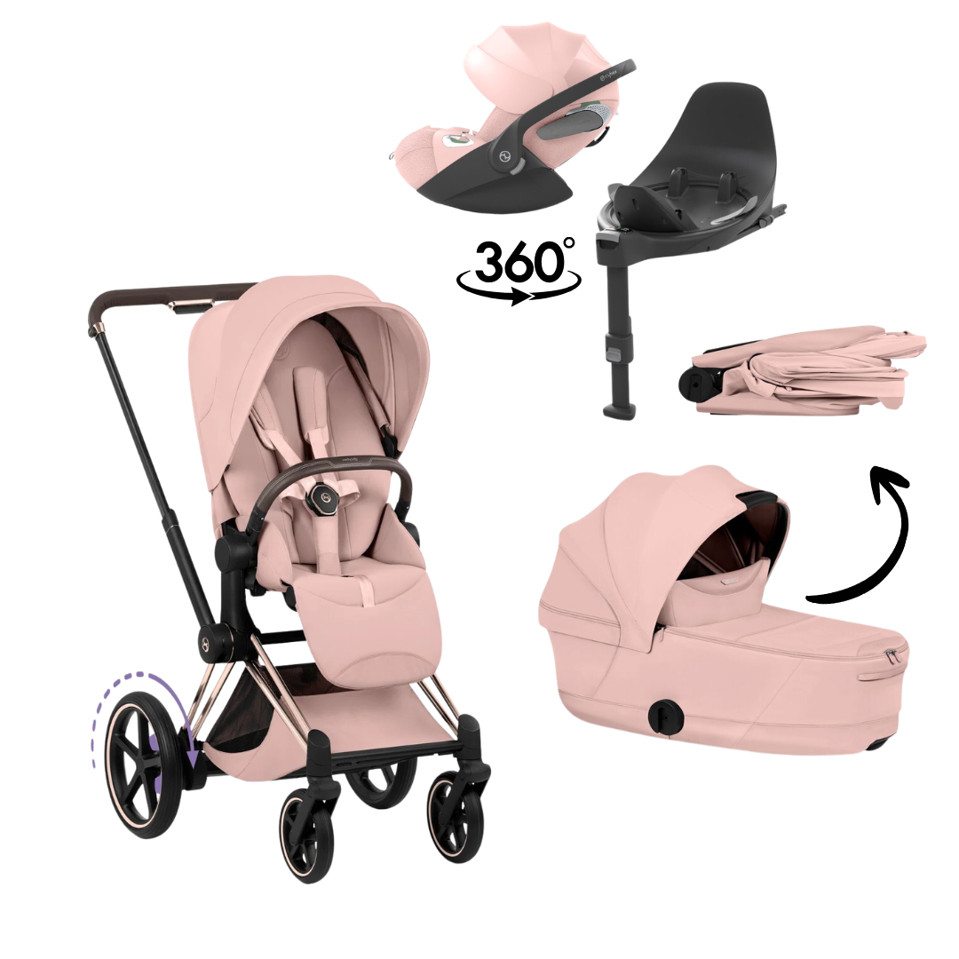 CYBEX E-Priam Style Rosegold Bundle - Set 4in1 inkl. Cloud T & Base T Sepia Black