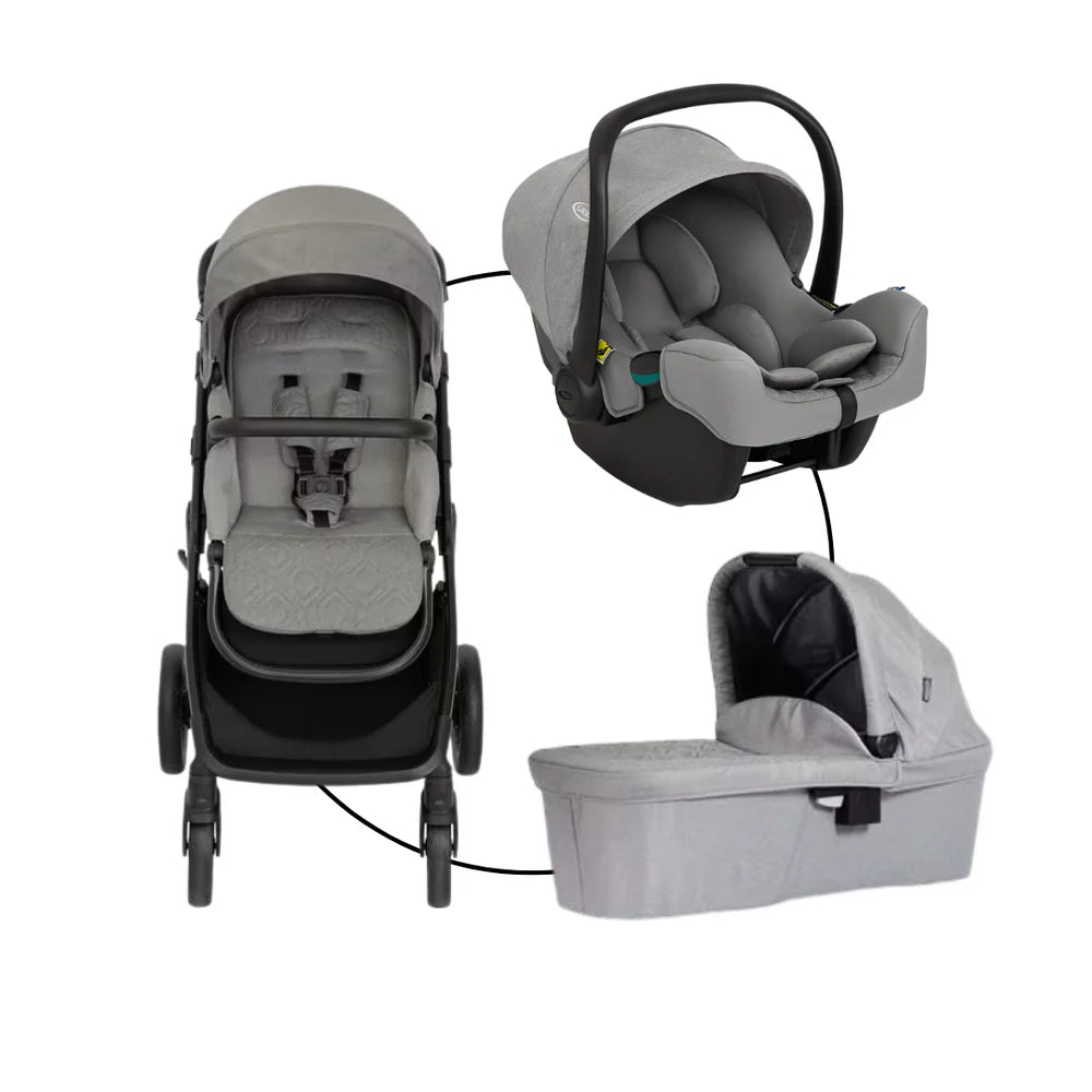 Graco DLX 3in1 Bundle Set inkl Beistellbett & Babywippe ASH