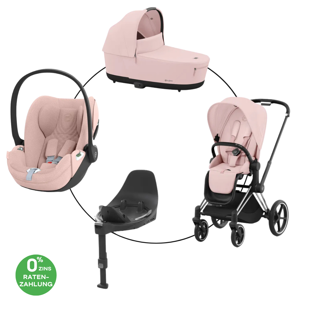 Cybex Priam Travel Bundle-Set 4in1 inkl Cloud T Plus Peach Pink / Chrome