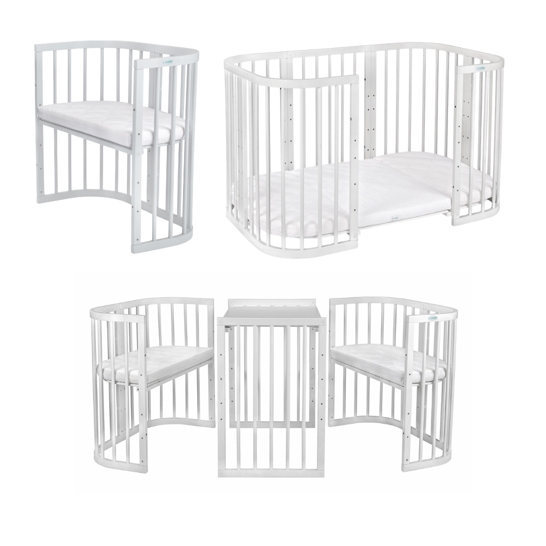 Lit Bébé 7en1 Quadi Blanc – incluant Matelas