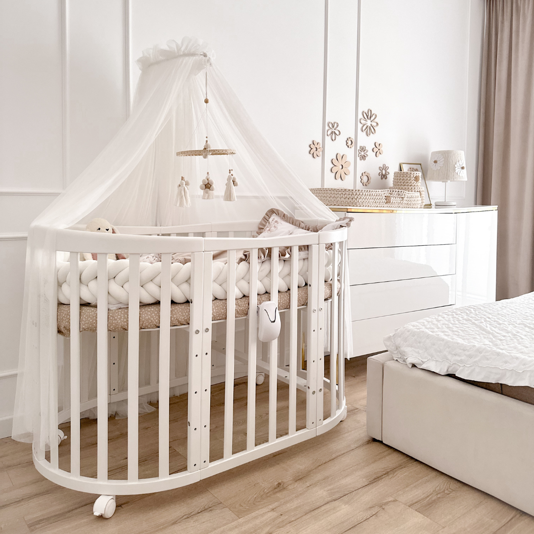 7in1 Babybett Oval Weiss – inkl. Matratze