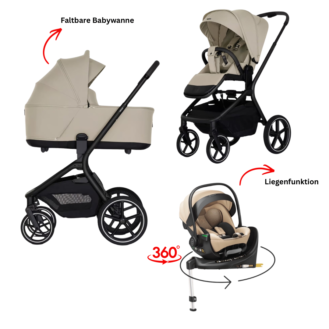 Mon ensemble Junior Mavi 4en1 Sandstone incl. Aura ergo i-Size + Base 360•