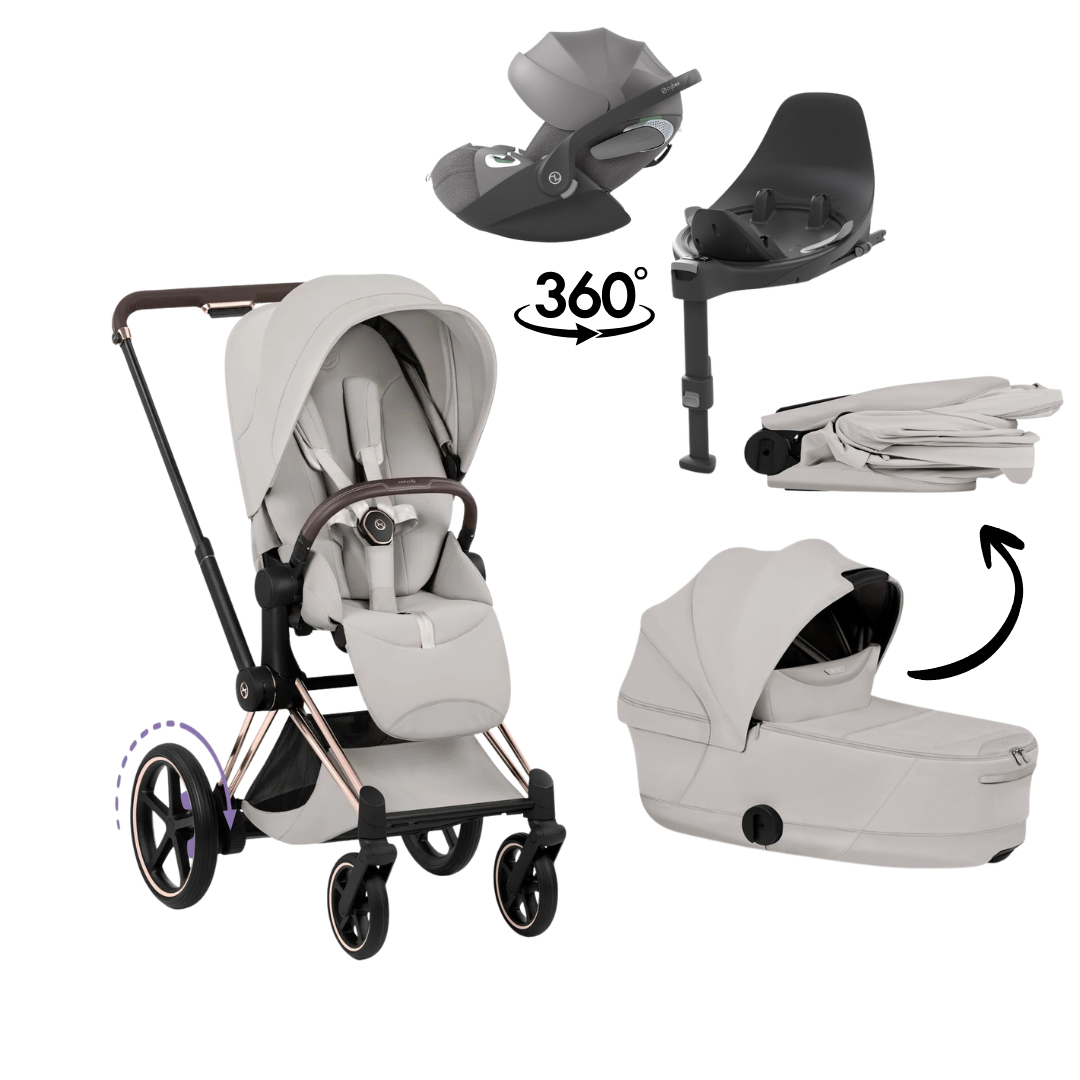 CYBEX E-Priam Style Rosegold Bundle - Set 4in1 inkl. Cloud T & Base T Sepia Black