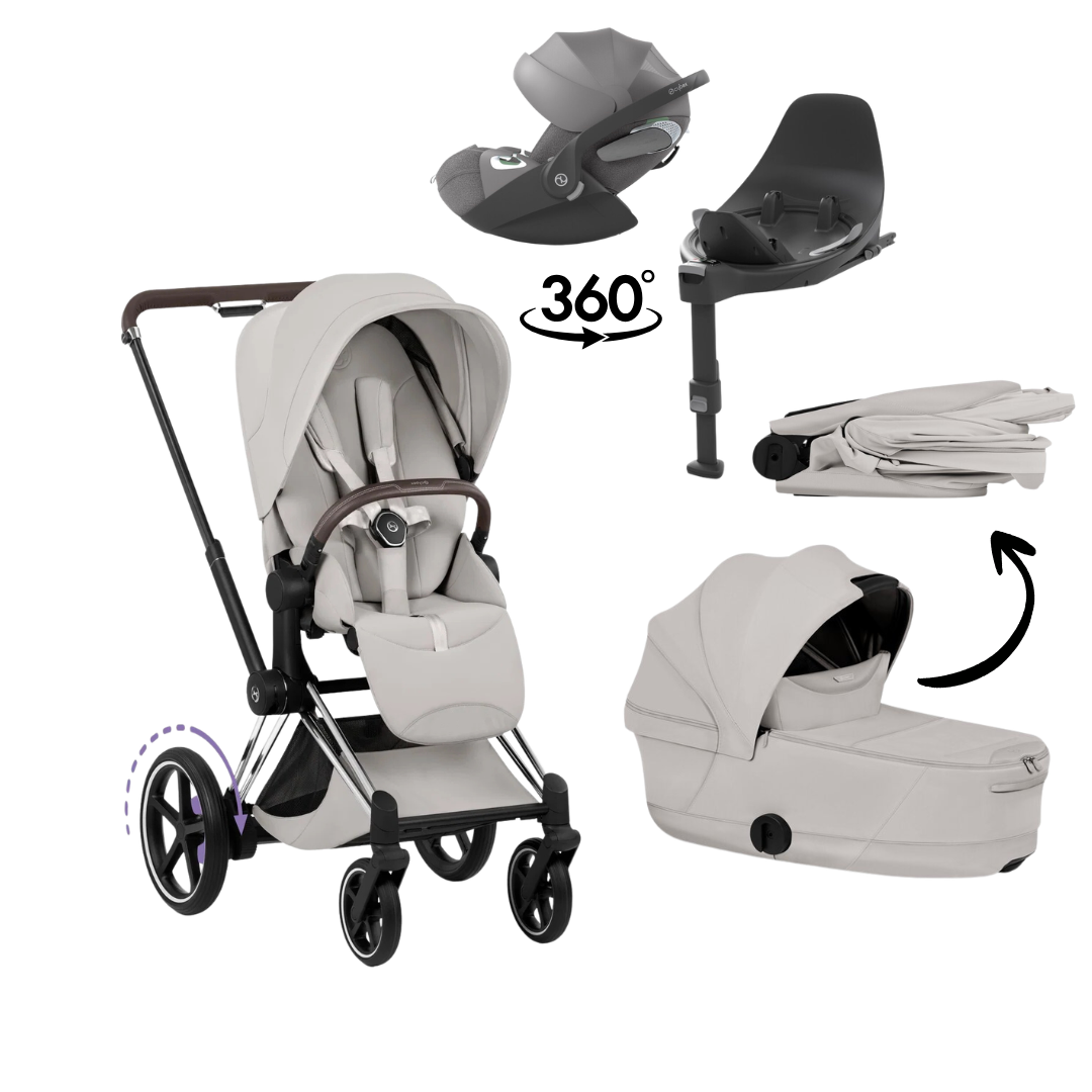 CYBEX E-Priam Style Chrome Bundle - Set 4in1 inkl. Cloud T & Base T Off White