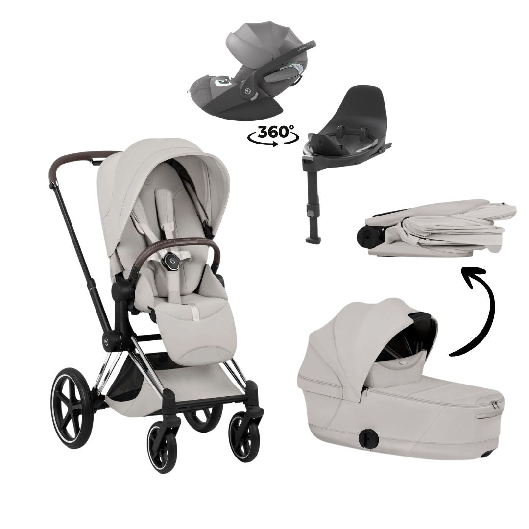 CYBEX Priam Style Chrome Bundle - Set 4in1 inkl. Cloud T & Base T City Grey