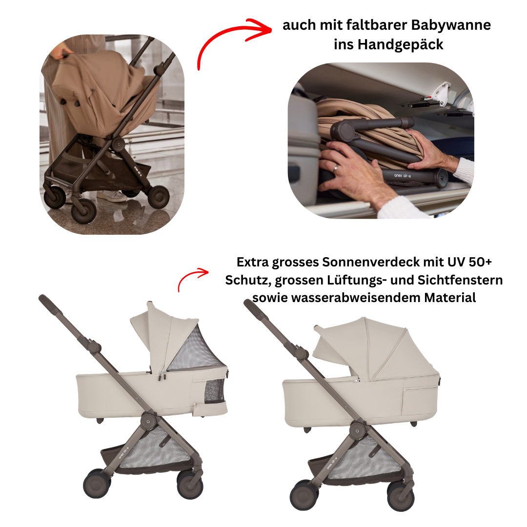 Anex Air Q Ensemble de voyage 2en1 avec baignoire pour bébé pliable Vanille