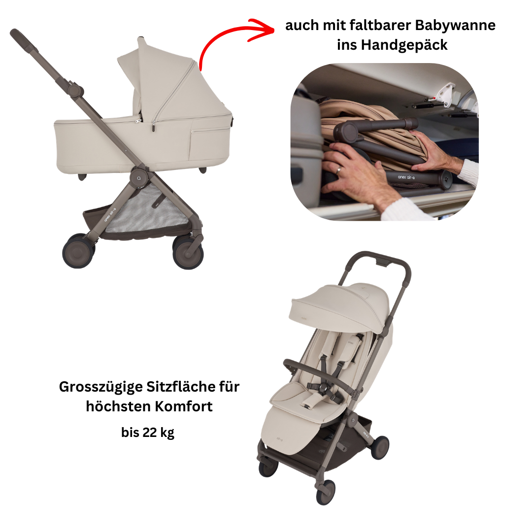 Anex Air Q Ensemble de voyage 2en1 avec baignoire pour bébé pliable Vanille