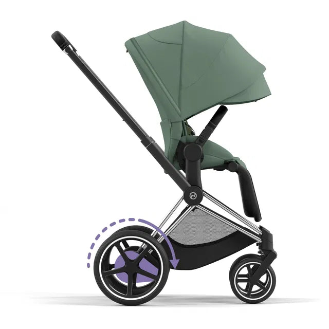 Cybex Chrome ePriam Travel Bundle-Set 4in1 inkl Cloud T Plus Chrome / Black / Leaf Green