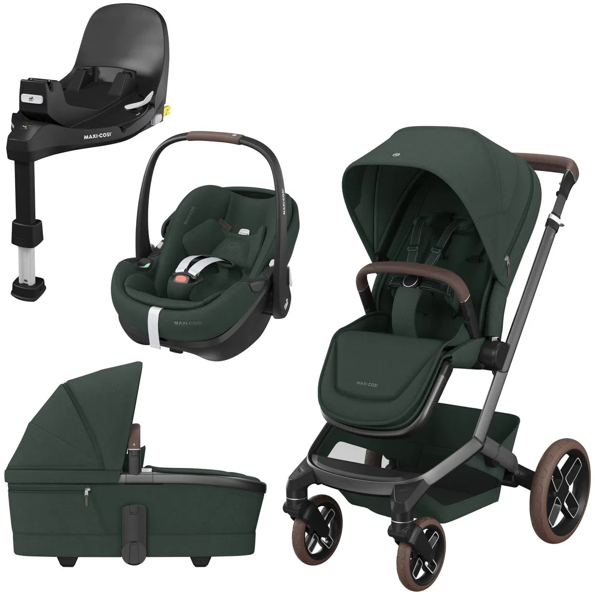 Maxi Cosi Fame 4in1 Bundle Set inkl. Pebble 360 Pro2 twillic green
