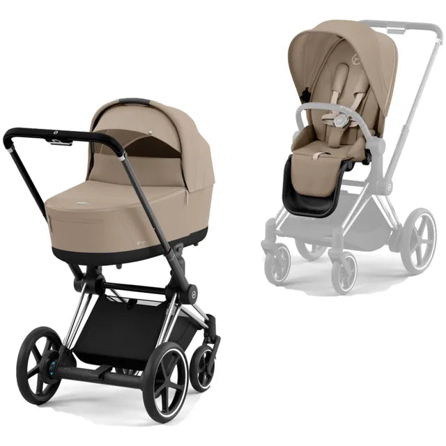CYBEX ePriam 2.0 Chrome Black Kombikinderwagen cozy beige beige