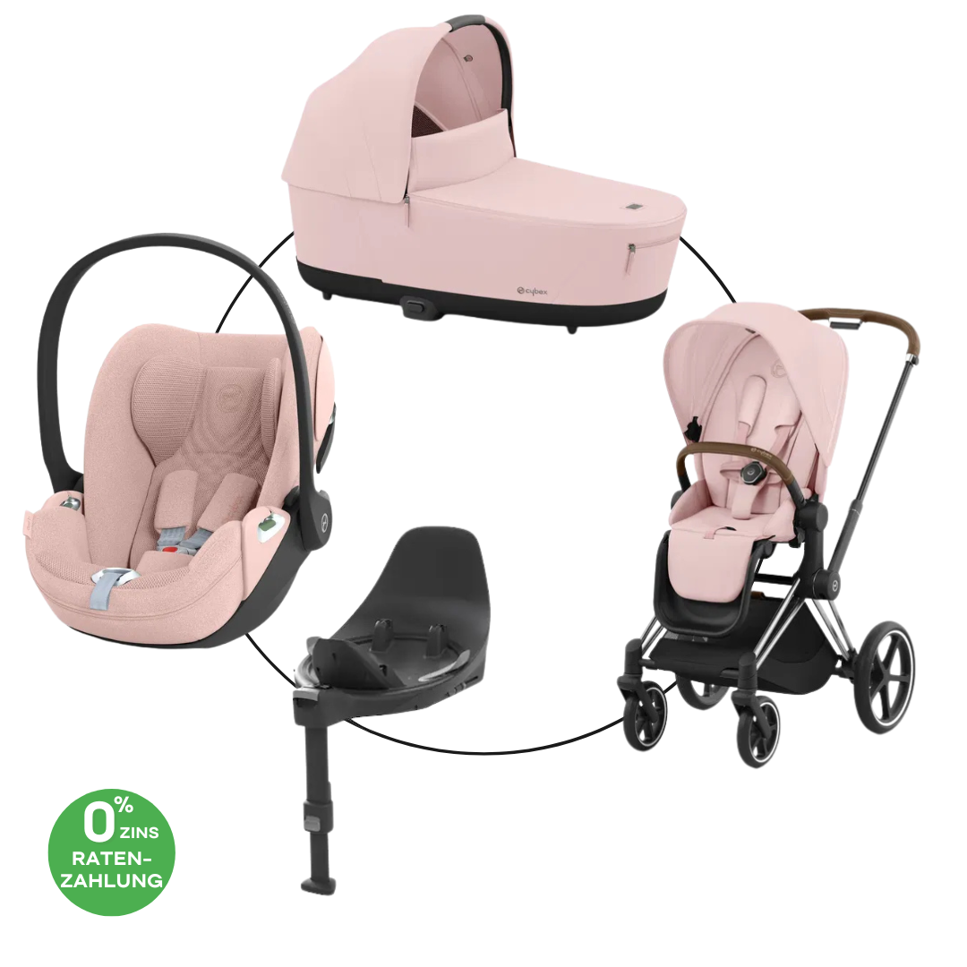 Cybex Priam Travel Bundle-Set 4in1 inkl Cloud T Plus Peach Pink / Brown /Chrome