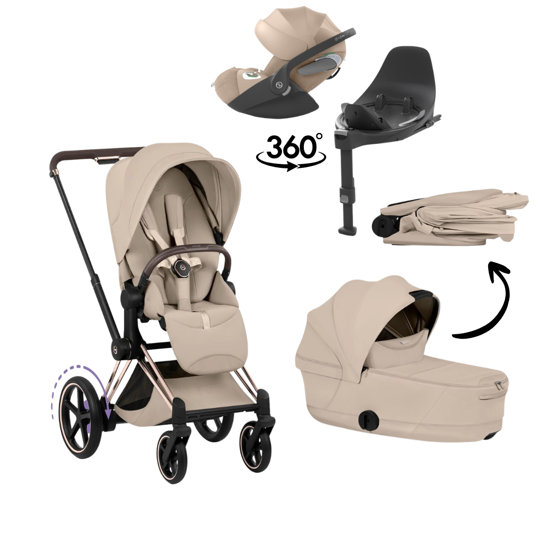 CYBEX E-Priam Style Rosegold Bundle - Set 4in1 inkl. Cloud T & Base T Sepia Black