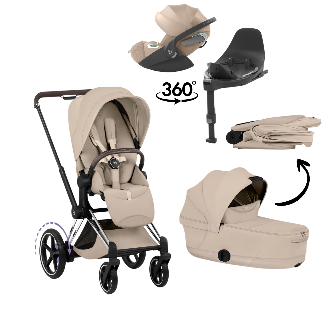 CYBEX E-Priam Style Chrome Bundle - Set 4in1 inkl. Cloud T & Base T Off White