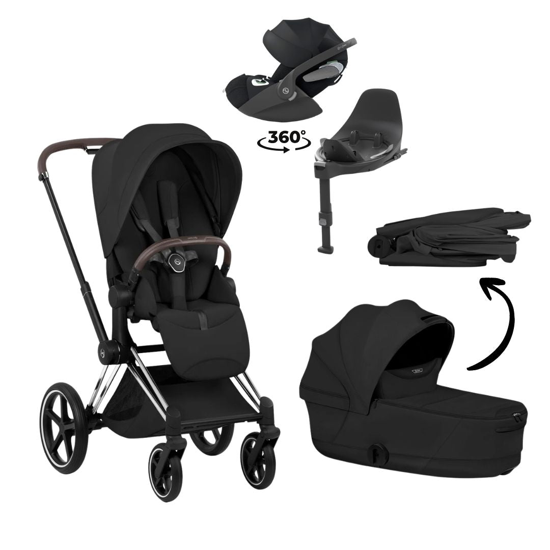 CYBEX Priam Style Chrome Bundle - Set 4in1 inkl. Cloud T & Base T City Grey