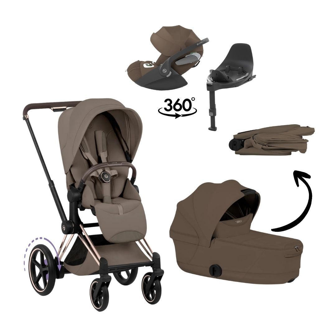 CYBEX E-Priam Style Rosegold Bundle - Set 4in1 inkl. Cloud T & Base T Sepia Black