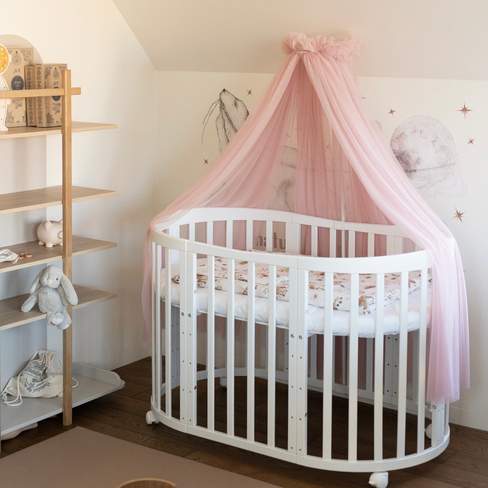 7in1 Babybett Oval Weiss – inkl. Matratze