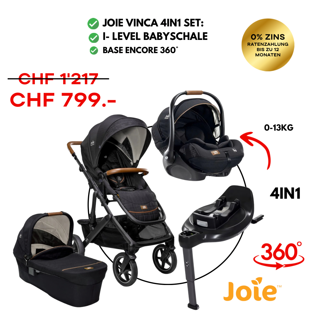 Joie Vinca Travel-Set Bundle 4in1 inkl. Babyschale i-Level Recline eclipse