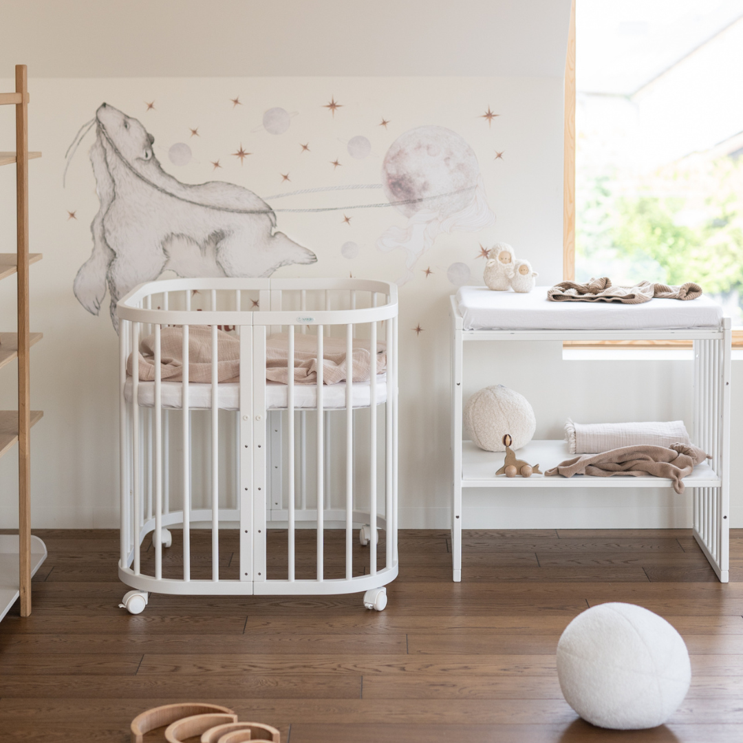 Lit Bébé 7en1 Quadi Blanc – incluant Matelas