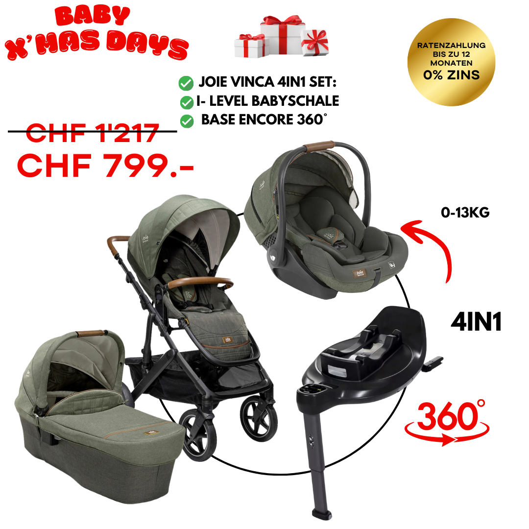 Joie Vinca Travel-Set Bundle 4in1 inkl. Babyschale i-Level Recline pine