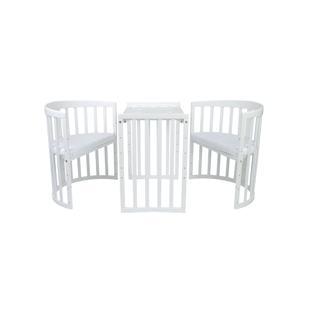 Lit Bébé 7en1 Ovale Blanc – incluant Matelas