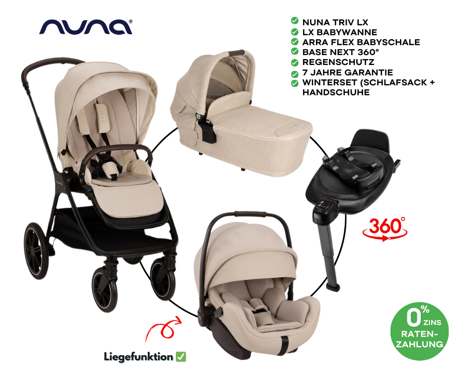 Nuna TRIV lx Biscotti 4in1 All-in-One Set inkl ARRA flex & BASE next Bundle