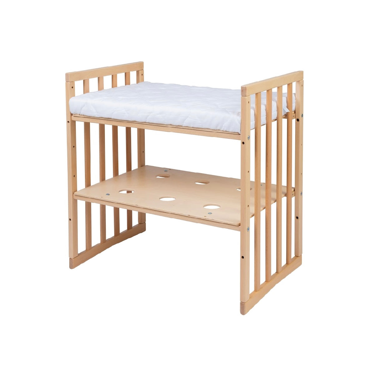 Babybett Kinderbett Oval Natur 7in1: Komplettset inkl. Matratzen, Bettwäsche, Bettschlange & Betthimmel