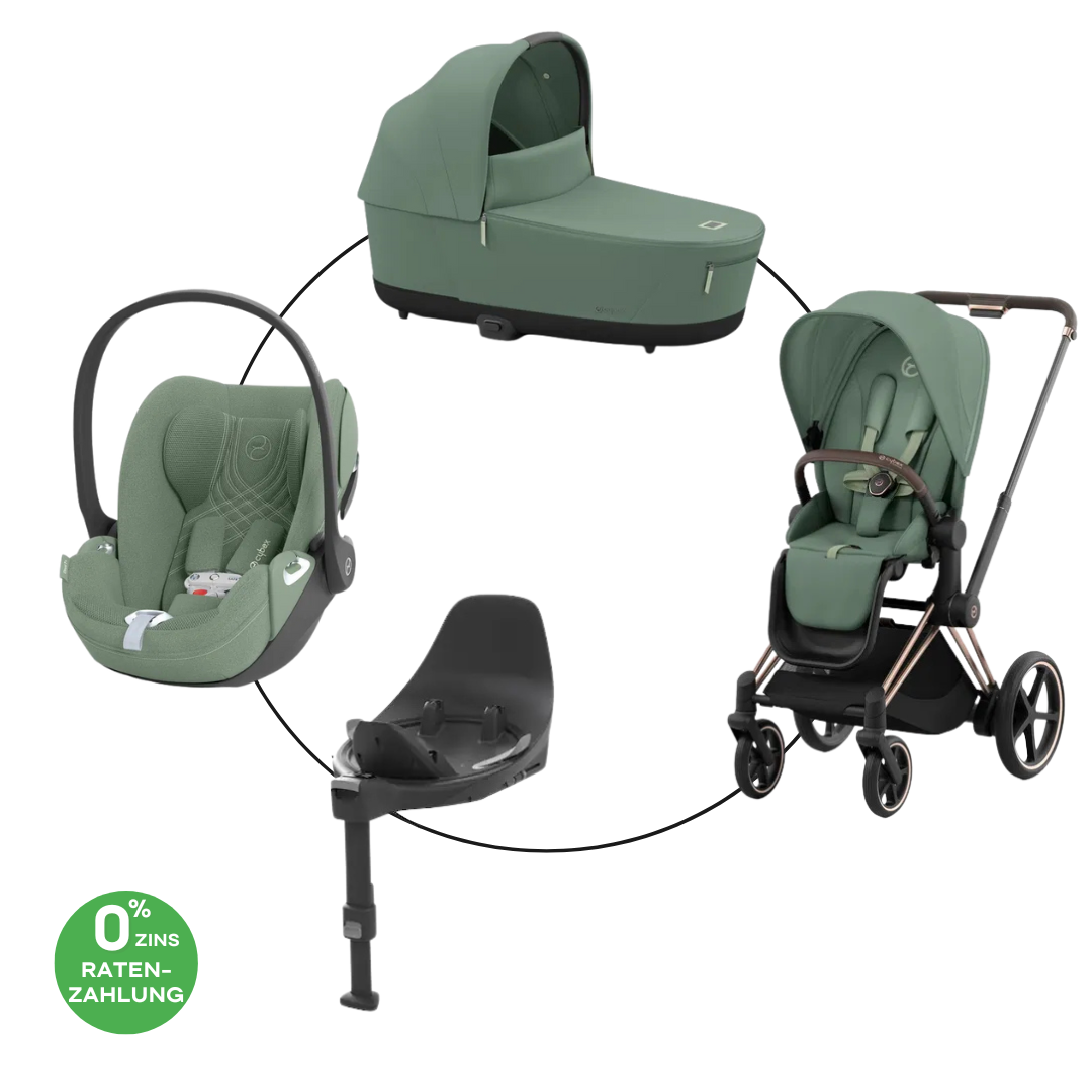 Cybex ePriam Travel Bundle-Set 4in1 inkl Cloud T Plus Rosegold / Leaf Green
