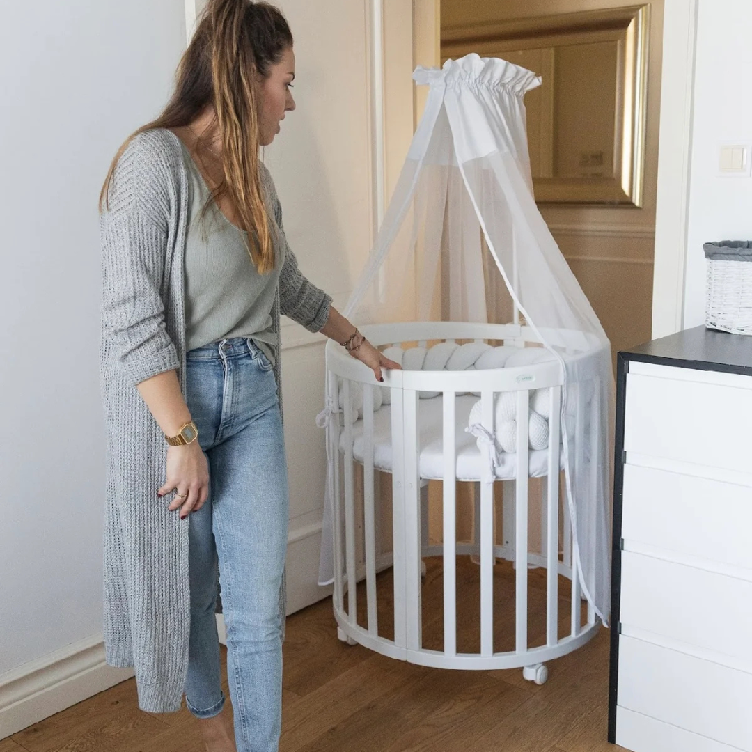 Lit Bébé 7en1 Ovale Blanc – incluant Matelas