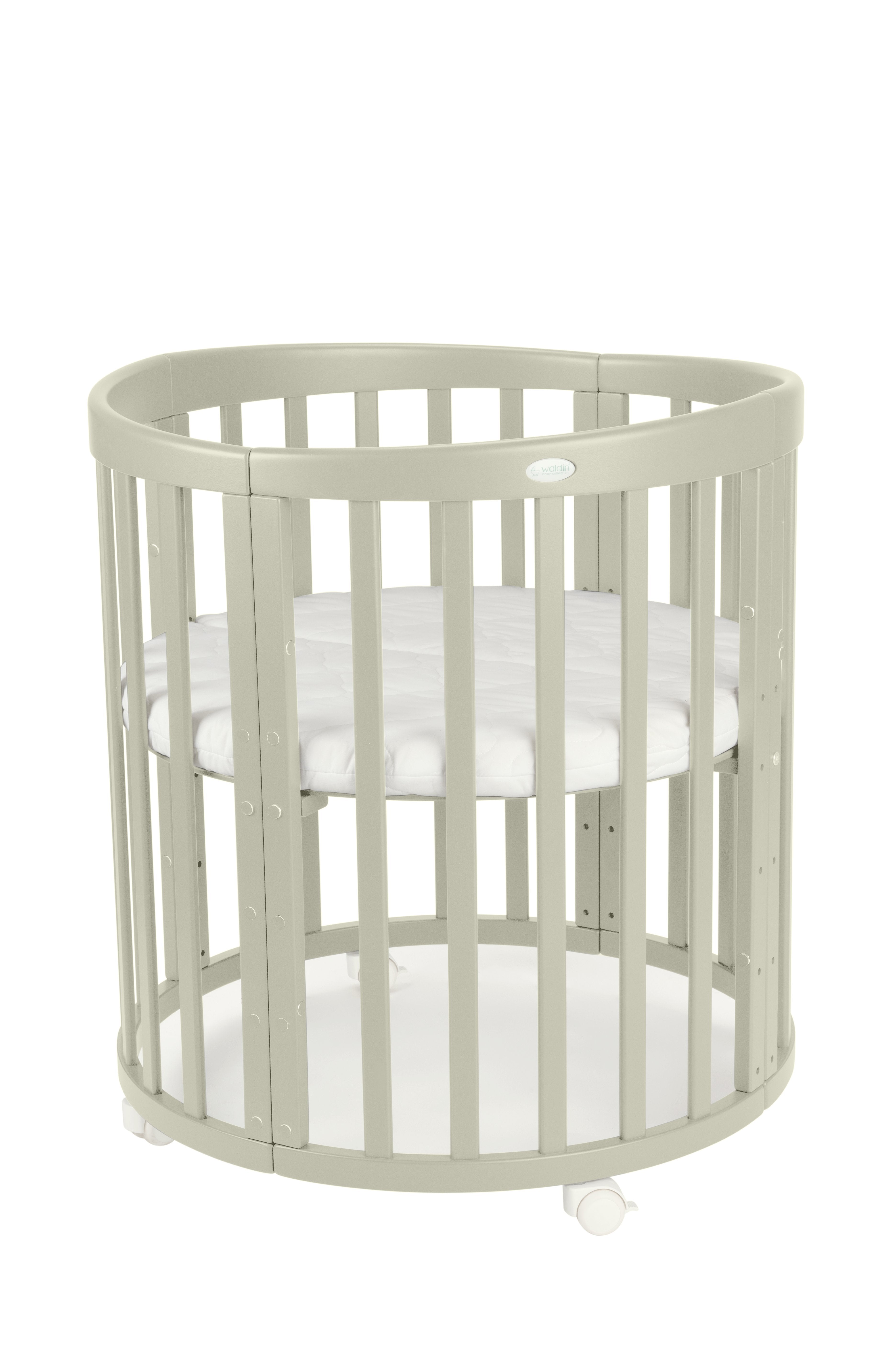 Babybett Kinderbett Oval Olive 7in1: Komplettset inkl. Matratzen, Bettwäsche, Bettschlange & Betthimmel