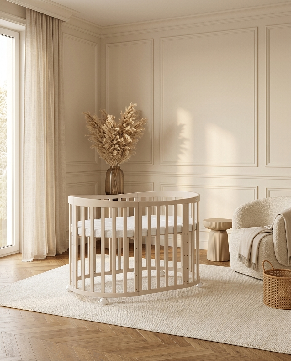 7in1 Babybett Oval Cashmere – inkl. Matratze