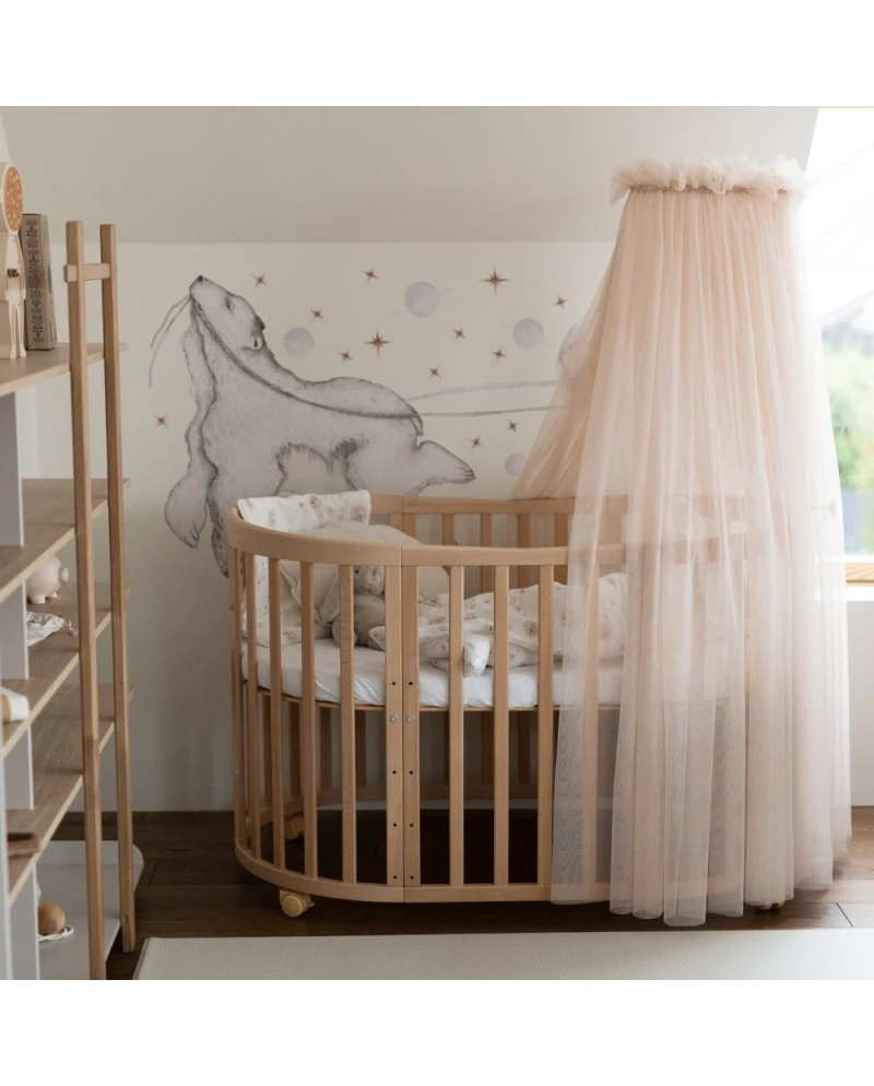 Baldachin aus Tüll in Beige + Baldachin-Gestell