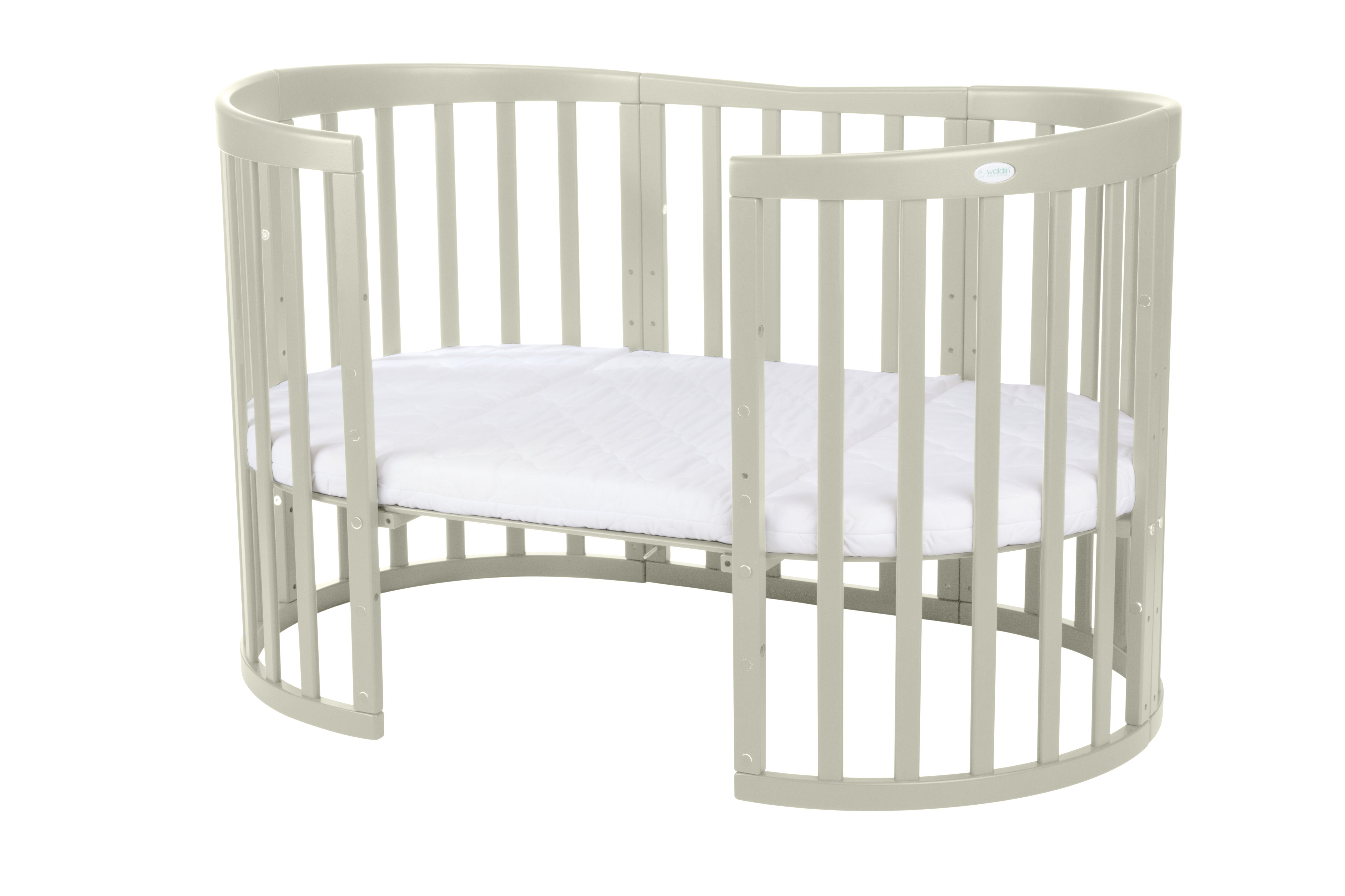 Babybett Kinderbett Oval Olive 7in1: Komplettset inkl. Matratzen, Bettwäsche, Bettschlange & Betthimmel