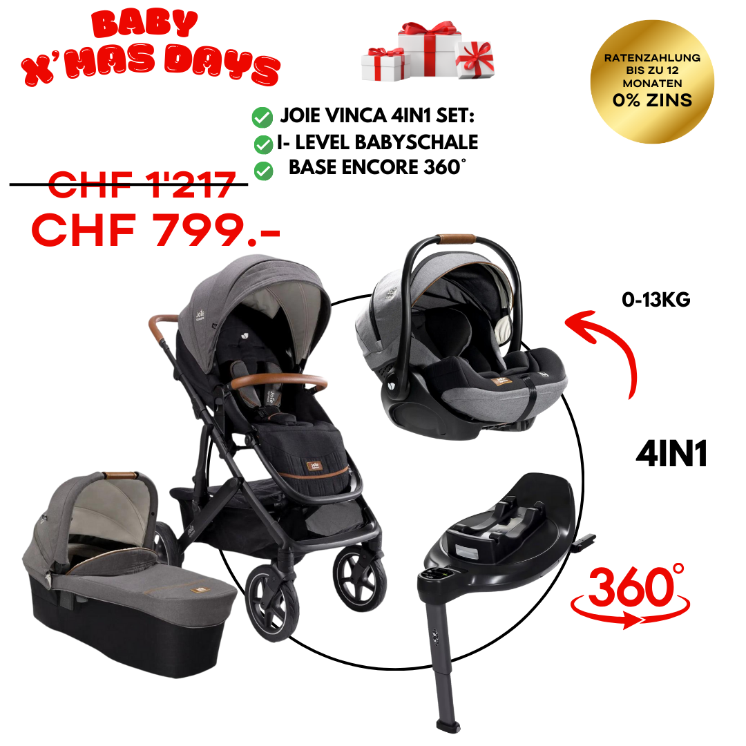 Joie Vinca Travel-Set Bundle 4in1 inkl. Babyschale i-Level Recline carbon