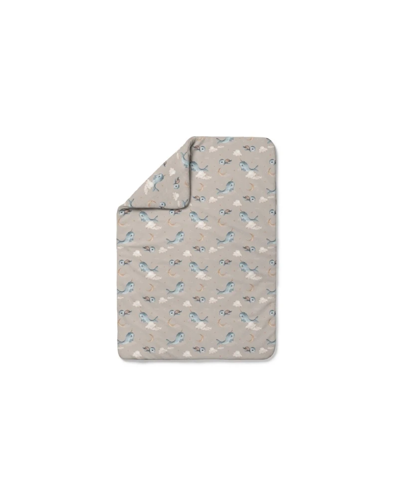 Bambus Decke & Kissen mit Füllung Wale Taupe
