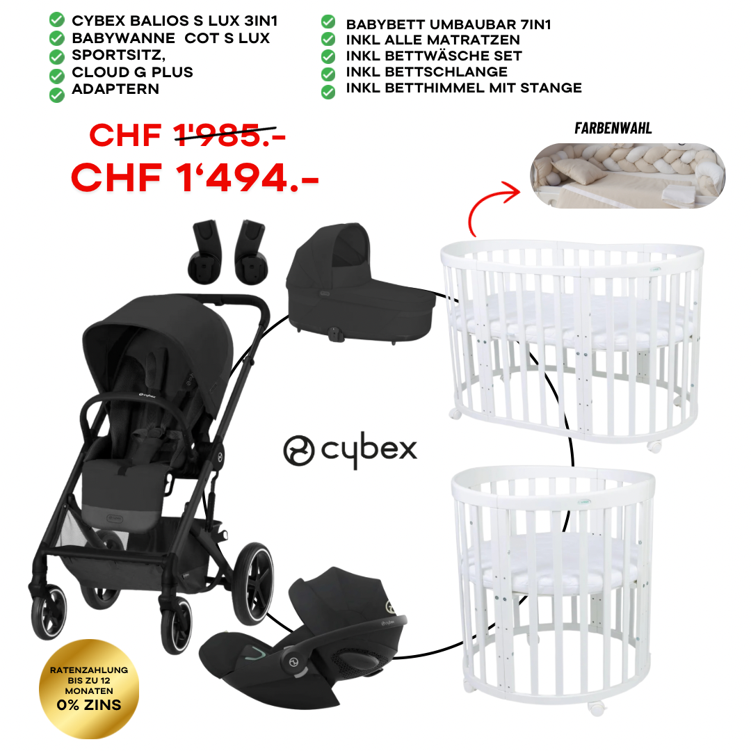 Cybex Balios S 3in1 Bundle Set inkl Babybett Oval 7in1 Weiss