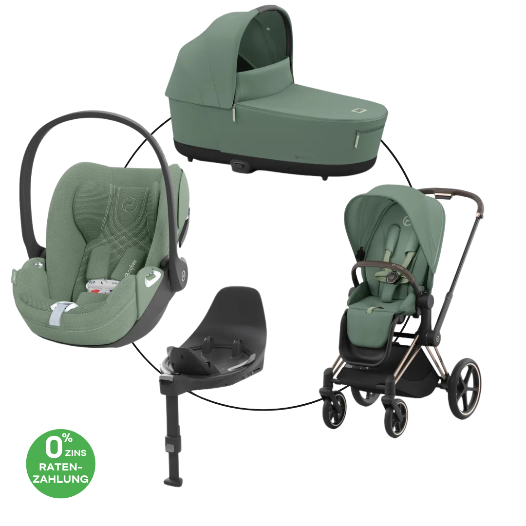 Cybex Priam Rosegold Travel Bundle-Set 4in1 inkl Cloud T Plus Leaf Green