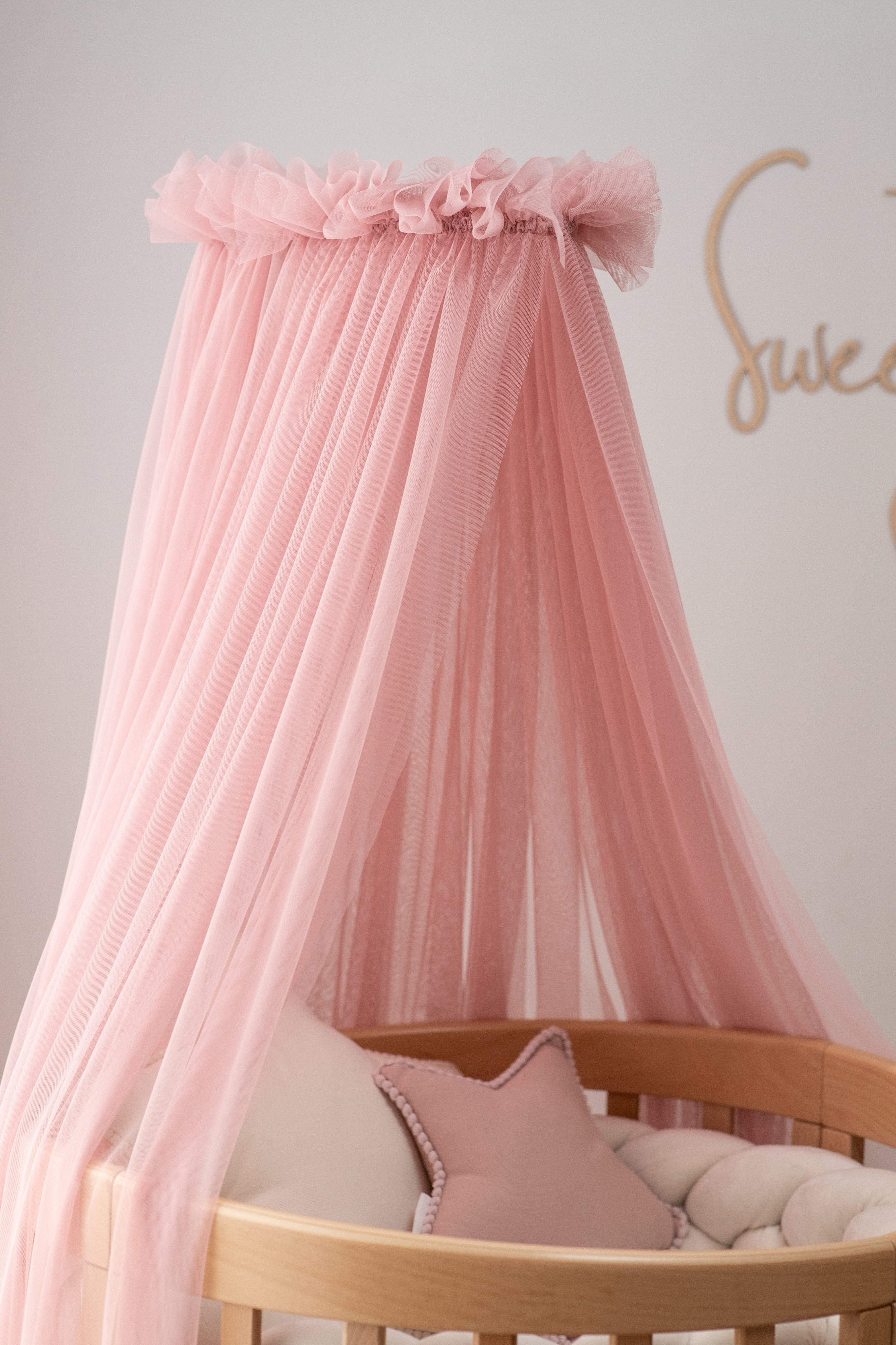 Baldachin aus Tüll in Rosa + Baldachin-Gestell